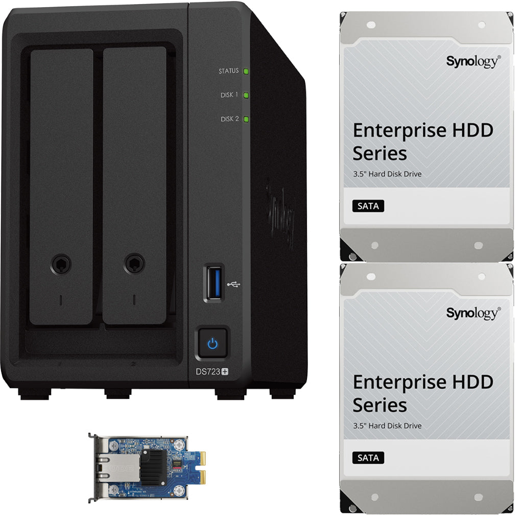 Synology DS723+ 2-Bay NAS, 2GB RAM, 10GbE Adapter, 8TB (2 x 4TB) of Synology Enterprise Drives Fully Assembled and Tested