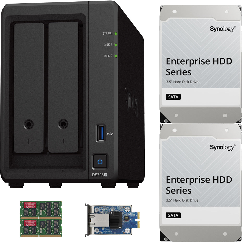 Synology DS723+ 2-Bay NAS, 4GB RAM, 10GbE Adapter, 8TB (2 x 4TB) of Synology Enterprise Drives Fully Assembled and Tested