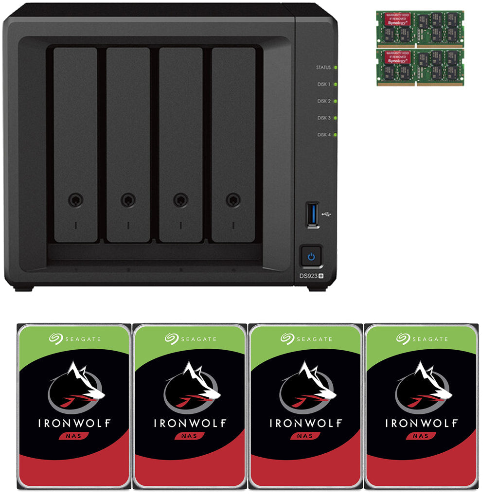 Synology DS923+ 4-BAY DiskStation with 16GB RAM and 40TB (4x10TB) Seagate Ironwolf NAS Drives Fully Assembled and Tested