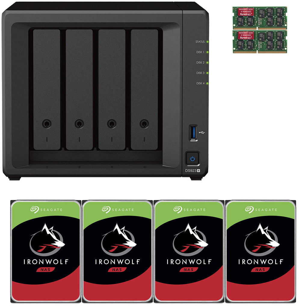 Synology DS923+ 4-BAY DiskStation with 8GB RAM and 16TB (4x4TB) Seagate Ironwolf NAS Drives Fully Assembled and Tested