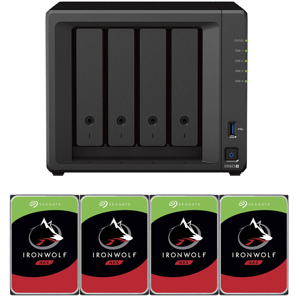 Synology DS923+ 4-BAY DiskStation with 4GB RAM and 40TB (4x10TB) Seagate Ironwolf NAS Drives Fully Assembled and Tested