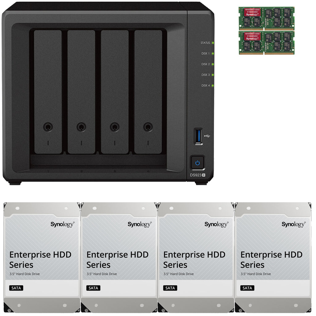 Synology DS923+ 4-BAY DiskStation with 8GB RAM and 32TB (4x8TB) Synology Enterprise Drives Fully Assembled and Tested