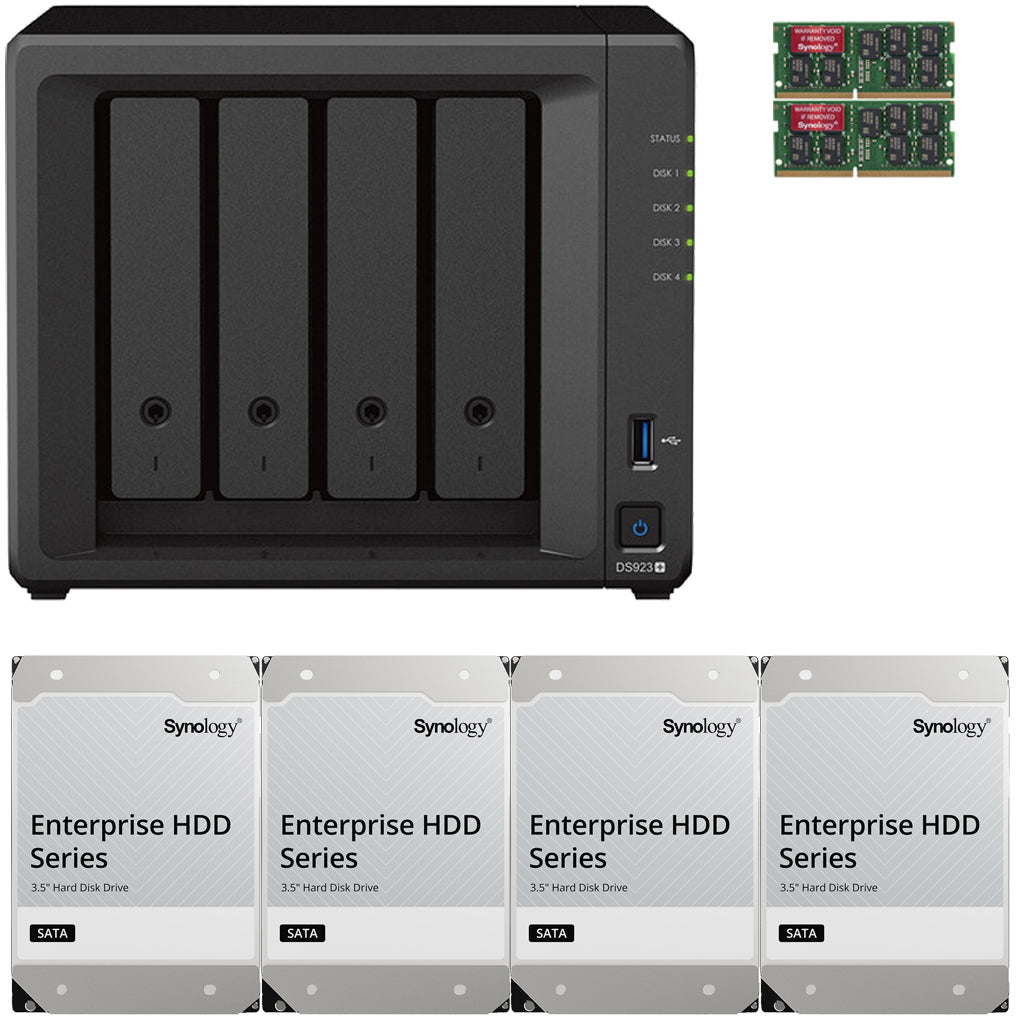 Synology DS923+ 4-BAY DiskStation with 16GB RAM and 16TB (4x4TB) Synology Enterprise Drives Fully Assembled and Tested