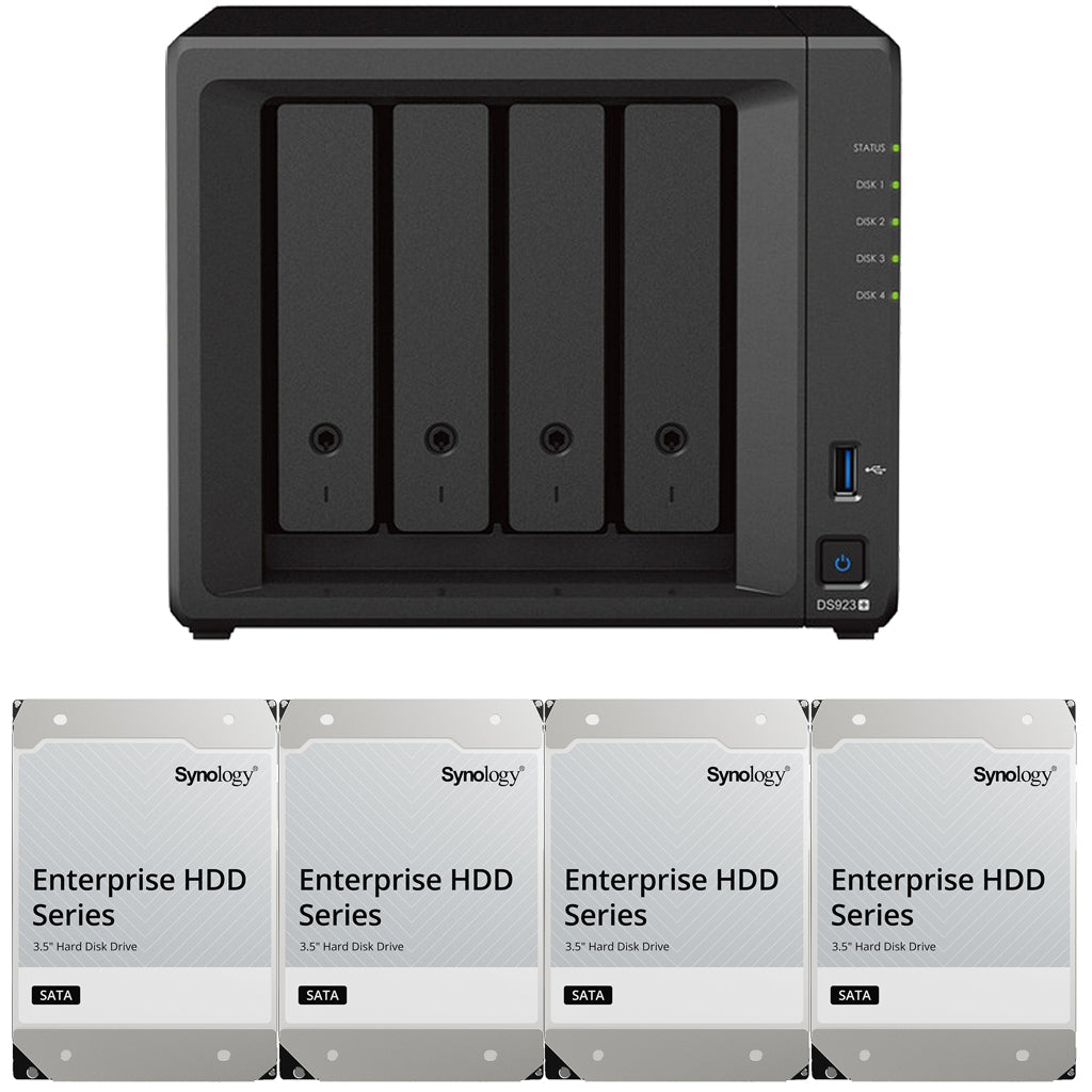 Synology DS923+ 4-BAY DiskStation with 4GB RAM and 16TB (4x4TB) Synology Enterprise Drives Fully Assembled and Tested