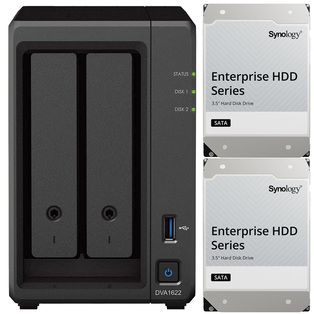 Synology DVA1622 2-BAY 16 Channel Deep Learning NVR with 6GB RAM and 8TB (2x4TB) of Synology Enterprise Drives Fully Assembled and Tested