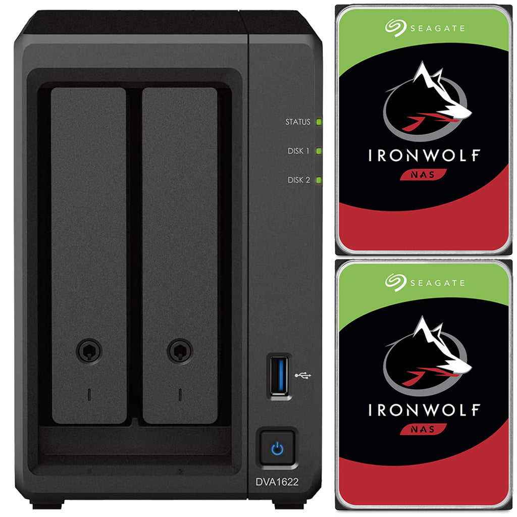 Synology DVA1622 2-BAY 16 Channel Deep Learning NVR with 6GB RAM and 6TB (2x3TB) of Seagate Ironwolf NAS Drives Fully Assembled and Tested