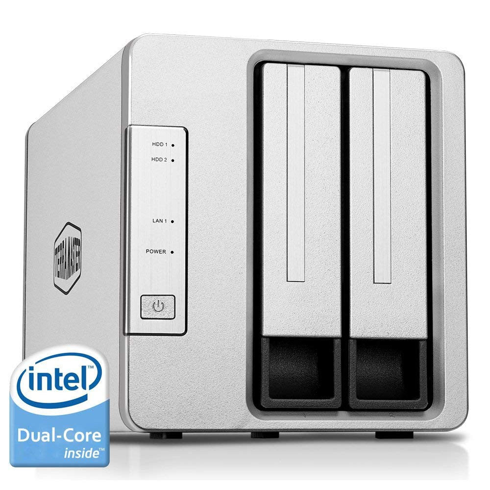 TerraMaster F2-221 NAS 2-Bay Cloud Storage with 2GB RAM and 4TB (2 x 2TB) of Western Digital Red Plus Drives Fully Assembled and Tested