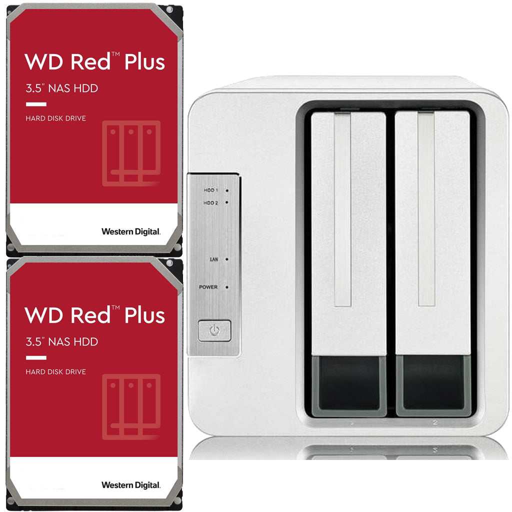 TerraMaster F2-210 2-Bay Home NAS with 4TB (2 x 2TB) of Western Digital Red Plus Drives Fully Assembled and Tested