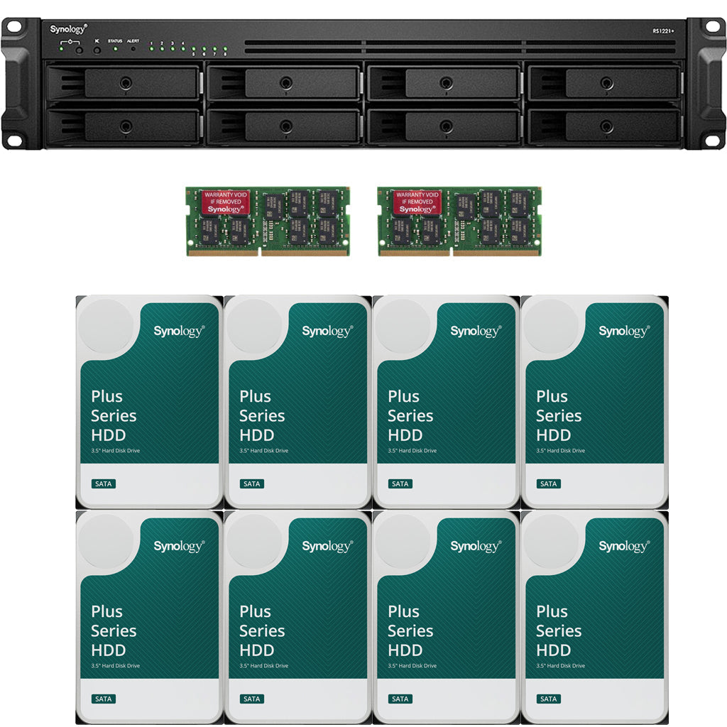 Synology RS1221+ RackStation with 16GB RAM and 64TB (8 x 8TB) of Synology Plus NAS Drives Fully Assembled and Tested