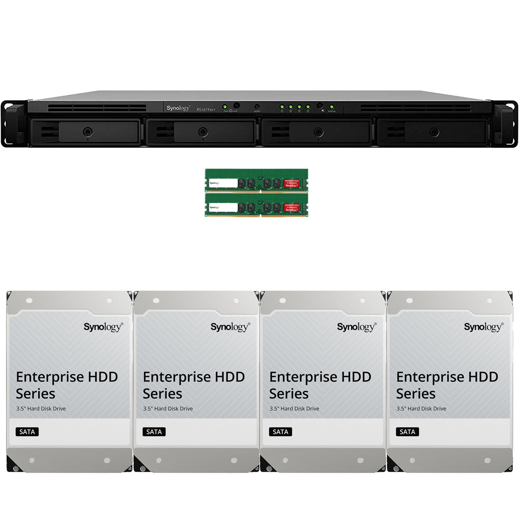 RS1619xs+ 4-BAY RackStation with 32GB RAM and 64TB (4 x 16TB) of HAT5300 Synology Enterprise Drives