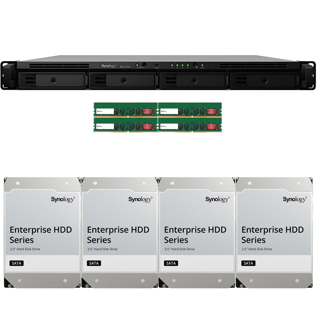 RS1619xs+ 4-BAY RackStation with 64GB RAM and 32TB (4 x 8TB) of HAT5300 Synology Enterprise Drives