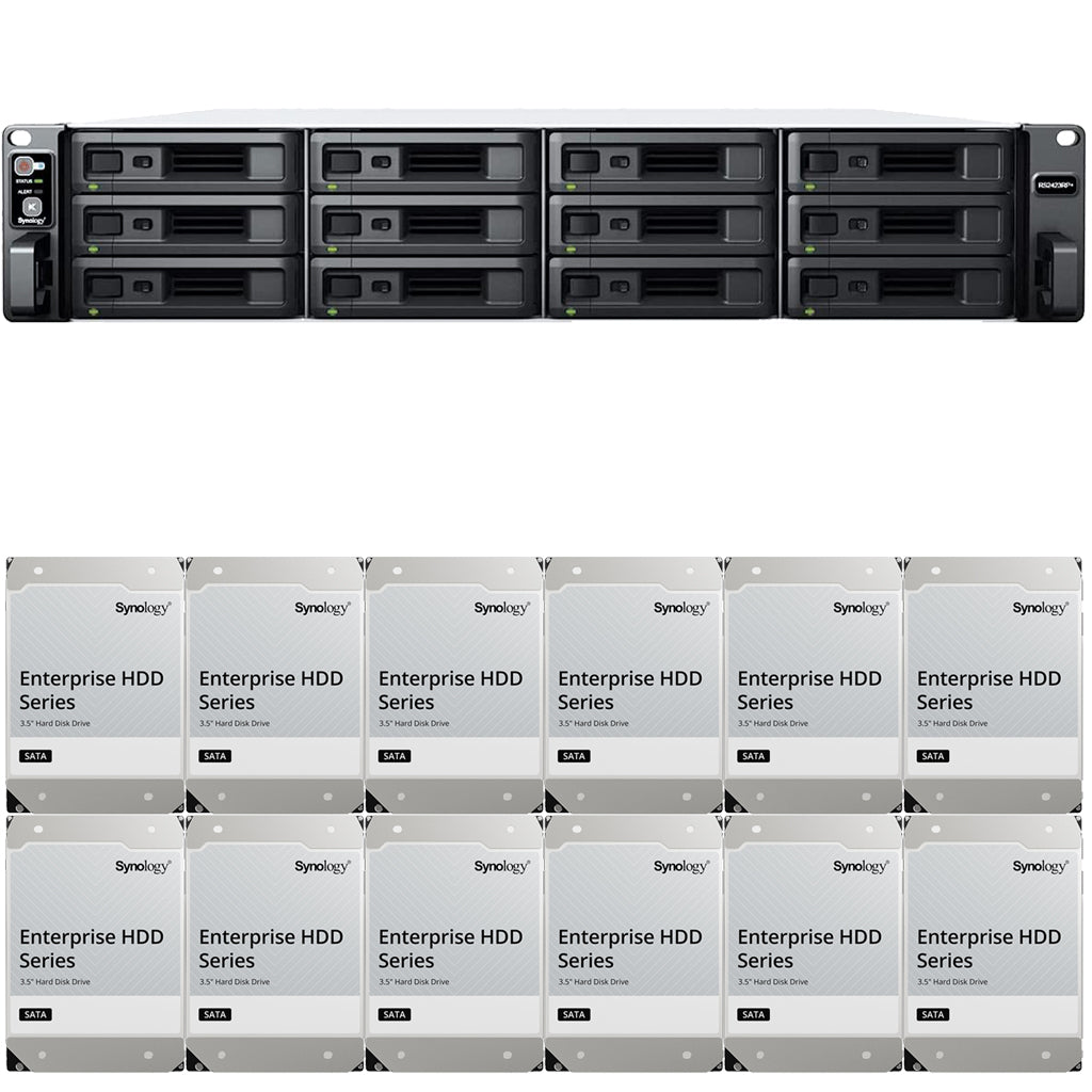 Synology RS2423RP+ 12-BAY RackStation with 8GB RAM and 216TB (12 x 18TB) of Synology Enterprise Drives