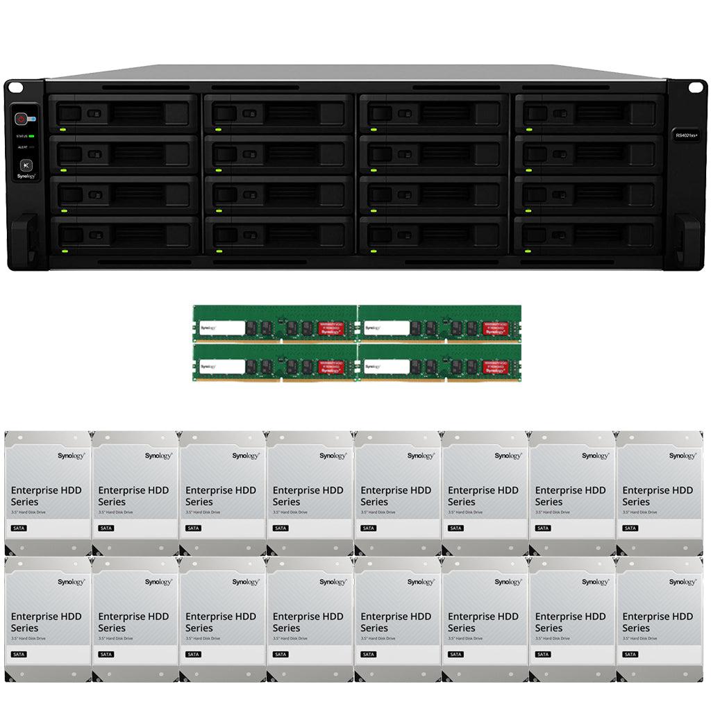 Synology RS4021xs+ 16-BAY RackStation with 64GB RAM and 128TB (16 x8TB) of Synology Enterprise Drives