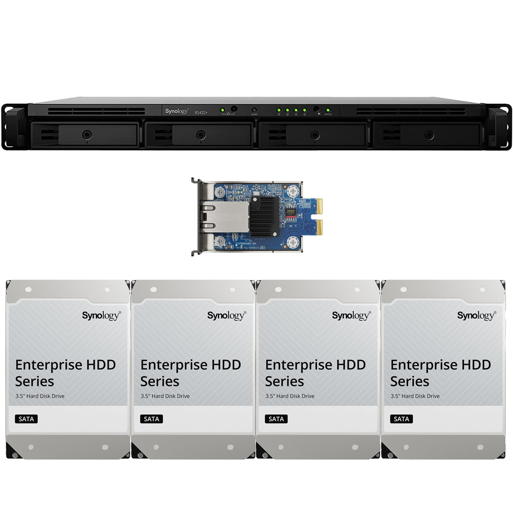 RS422+ 4-BAY RackStation with 96TB (4 x 24TB) and E10G22-T1-Mini 10GbE Expansion Card Synology Enterprise Drives Fully Assembled and Tested
