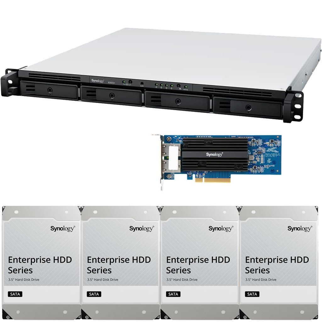 RS822+ 4-Bay RackStation with 2GB RAM E10G18-T2 10GbE Card and 32TB (4 x 8TB) of Synology Enterprise Drives Fully Assembled and Tested