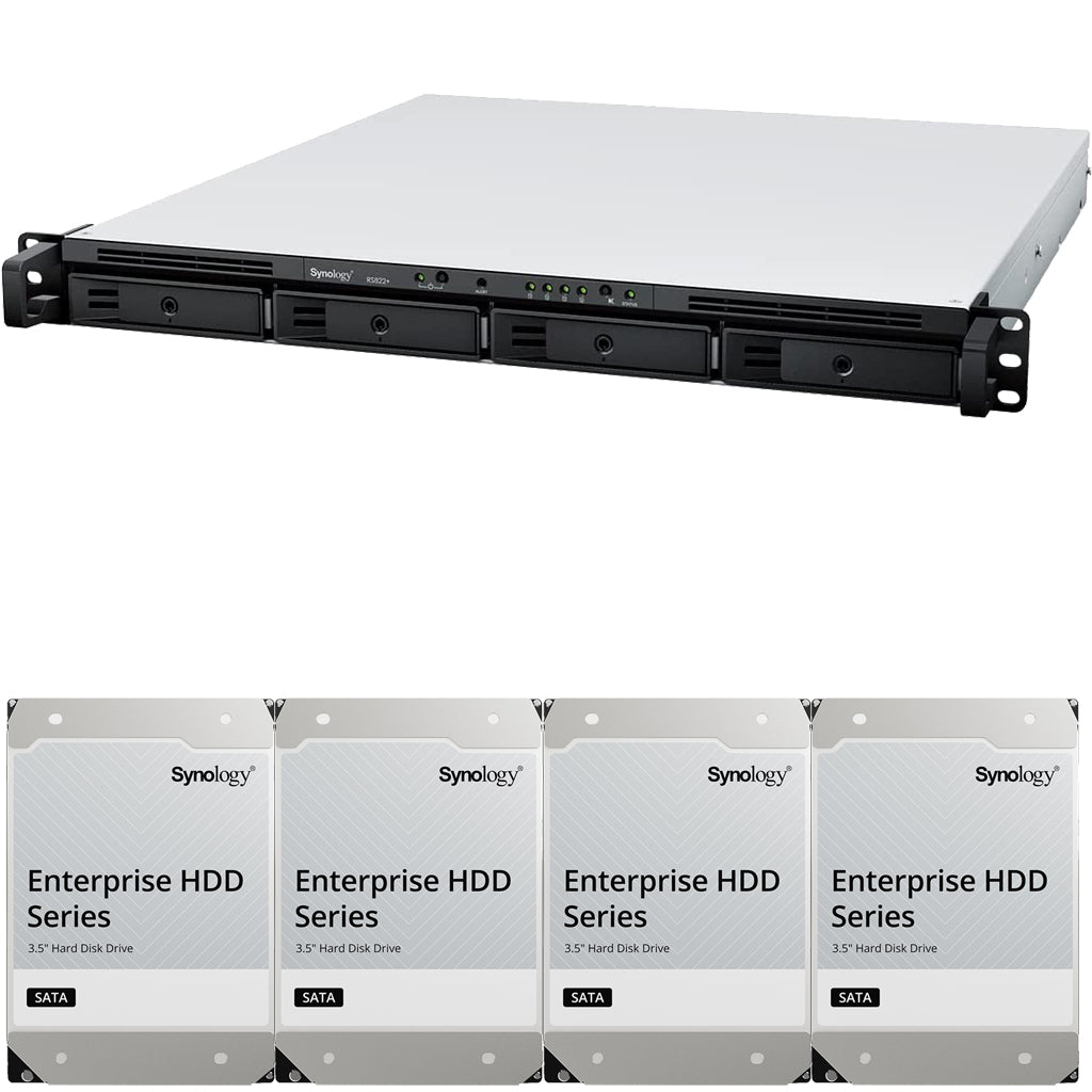 RS822+ 4-Bay RackStation with 2GB RAM and 96TB (4 x 24TB) of Synology Enterprise Drives