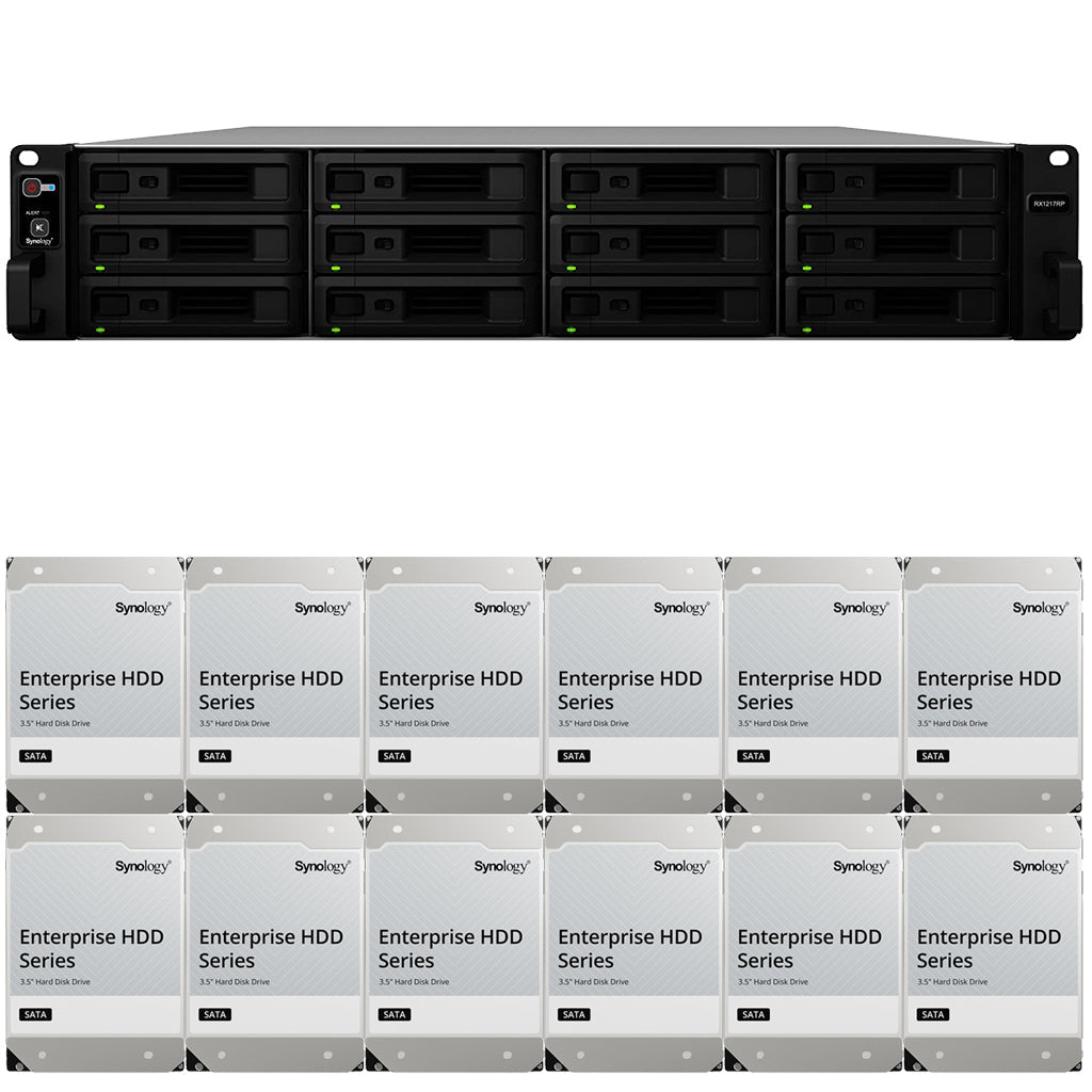 RX1217RP 12-BAY Expansion Unit for RS4021xs+with 144TB (12 x 12TB) of Synology Enterprise Drives