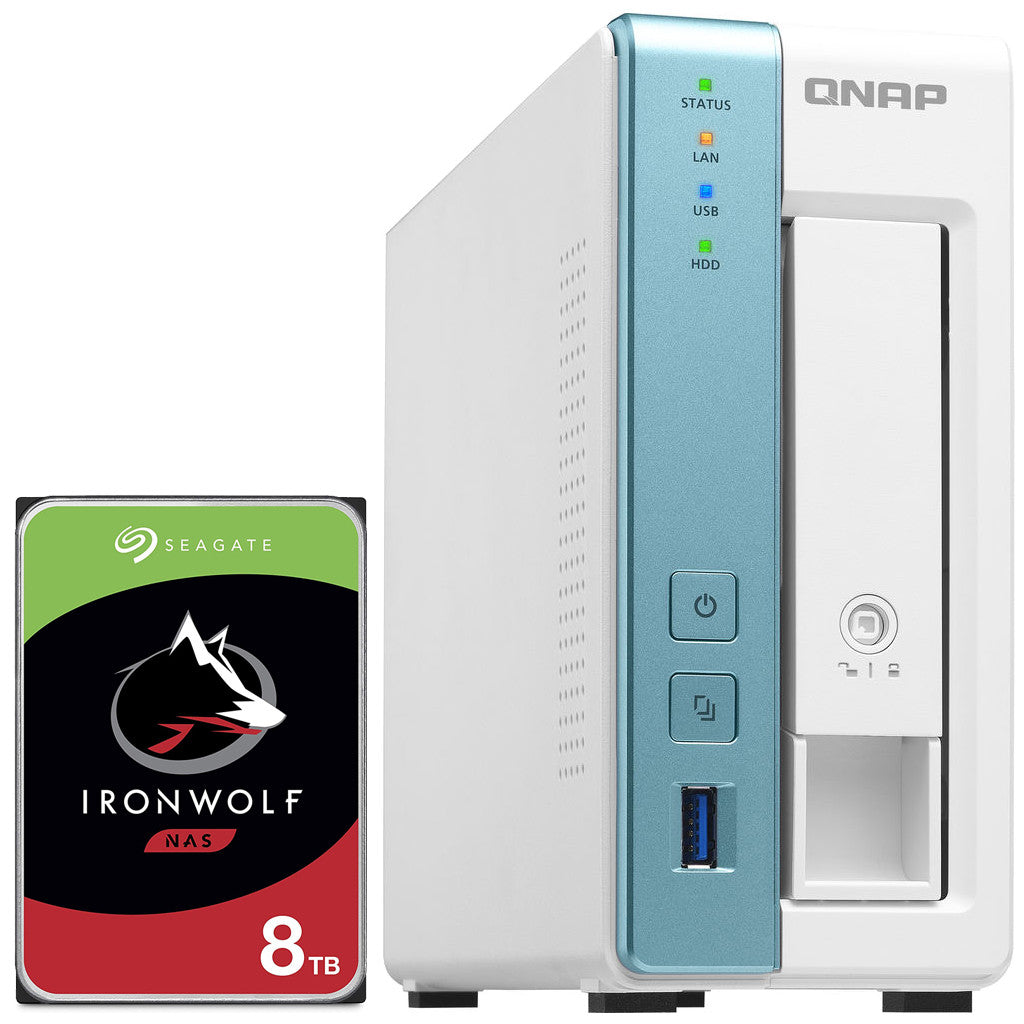QNAP TS-131K 1-Bay Home NAS with a 8TB Seagate Ironwolf NAS Drive Fully Assembled and Tested