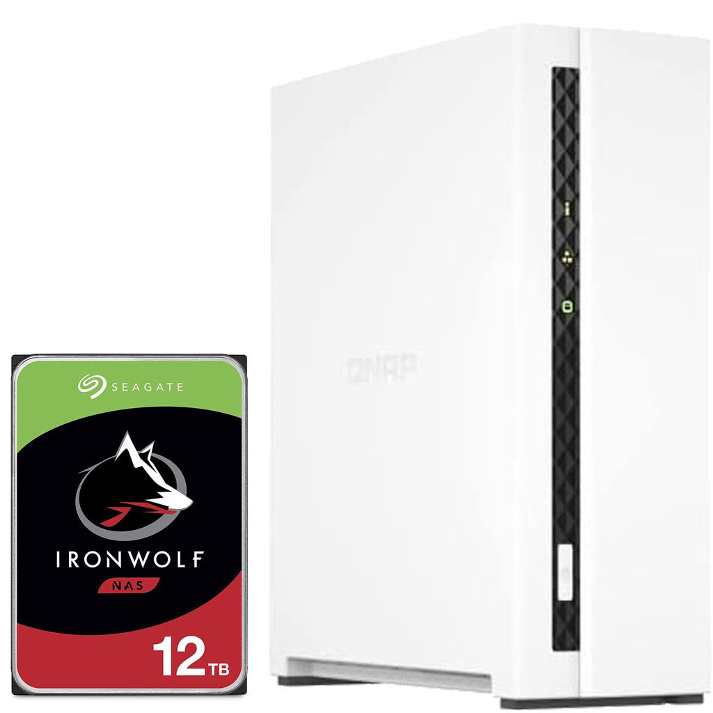 QNAP TS-133 1-Bay Desktop NAS with a 12TB Seagate Ironwolf NAS Drive Fully Assembled and Tested