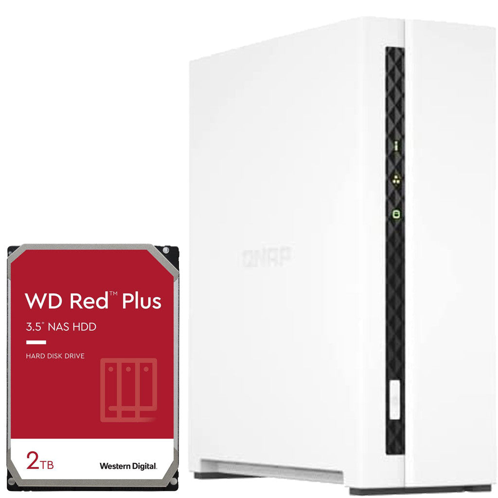 QNAP TS-133 1-Bay Desktop NAS with a 2TB Western Digital Red Plus Drive Fully Assembled and Tested