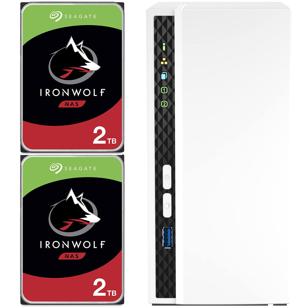 QNAP TS-233 2-Bay Desktop NAS with a 4TB (2 x 2TB) of Seagate Ironwolf NAS Drives Fully Assembled and Tested