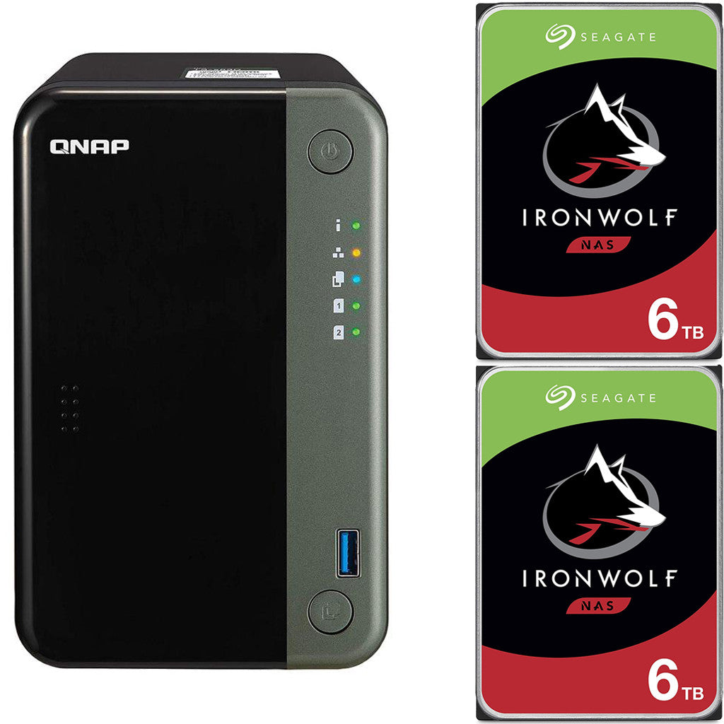 QNAP TS-253D Quad Core 2.7Ghz 2-Bay NAS with 4GB RAM and 12TB (2 x 6TB) of Seagate Ironwolf NAS Drives Fully Assembled and Tested By CustomTechSales