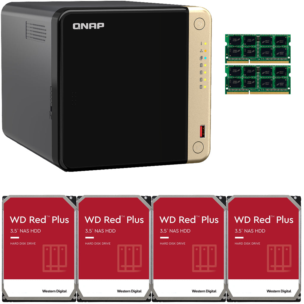 QNAP TS-464 4-Bay NAS with 16GB RAM and 16TB (4 x 4TB) of Western Digital Red Plus Drives Fully Assembled and Tested