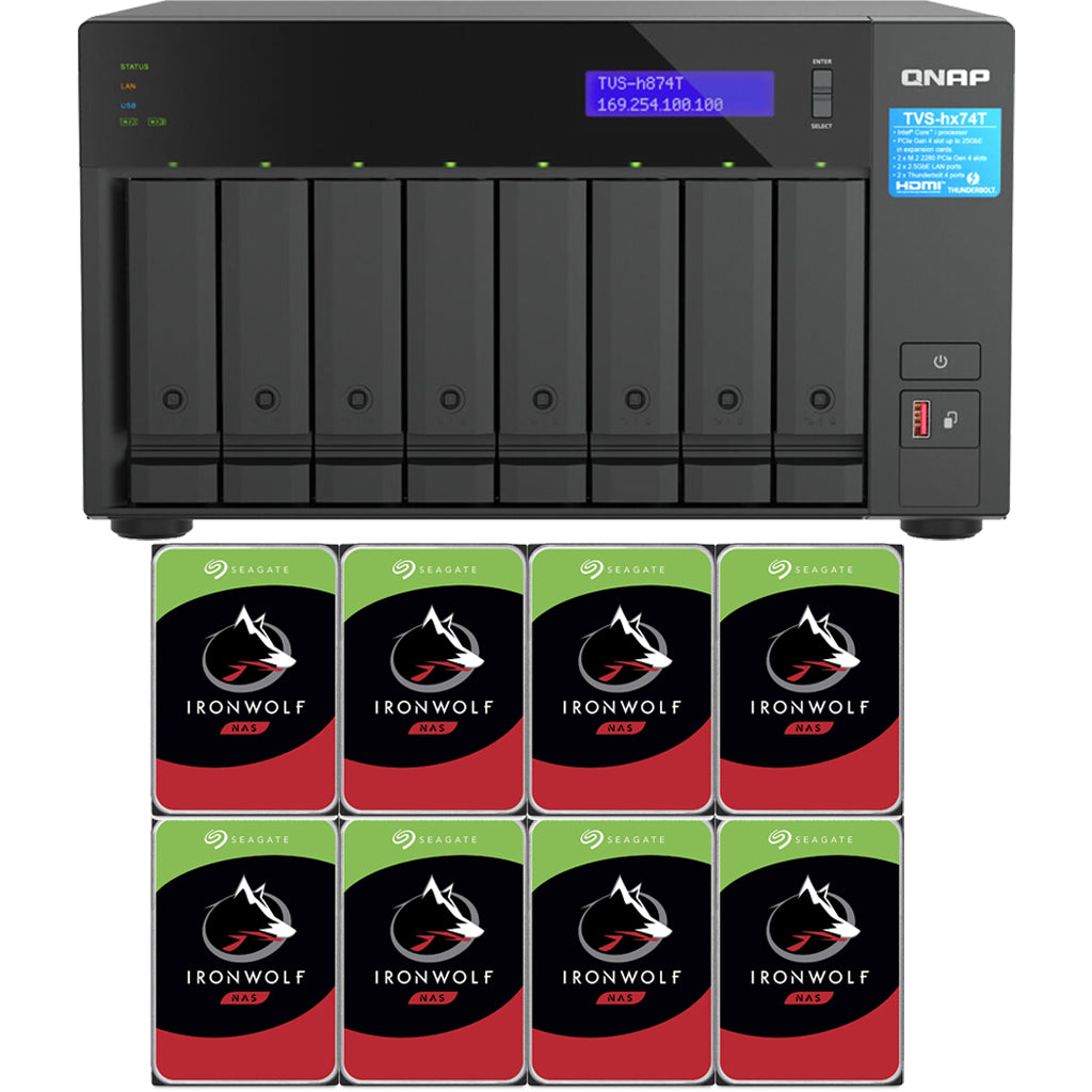 QNAP TVS-h874T 8-Bay NAS with 32GB RAM and 32TB (8x4TB) Seagate Ironwolf Drives Fully Assembled and Tested